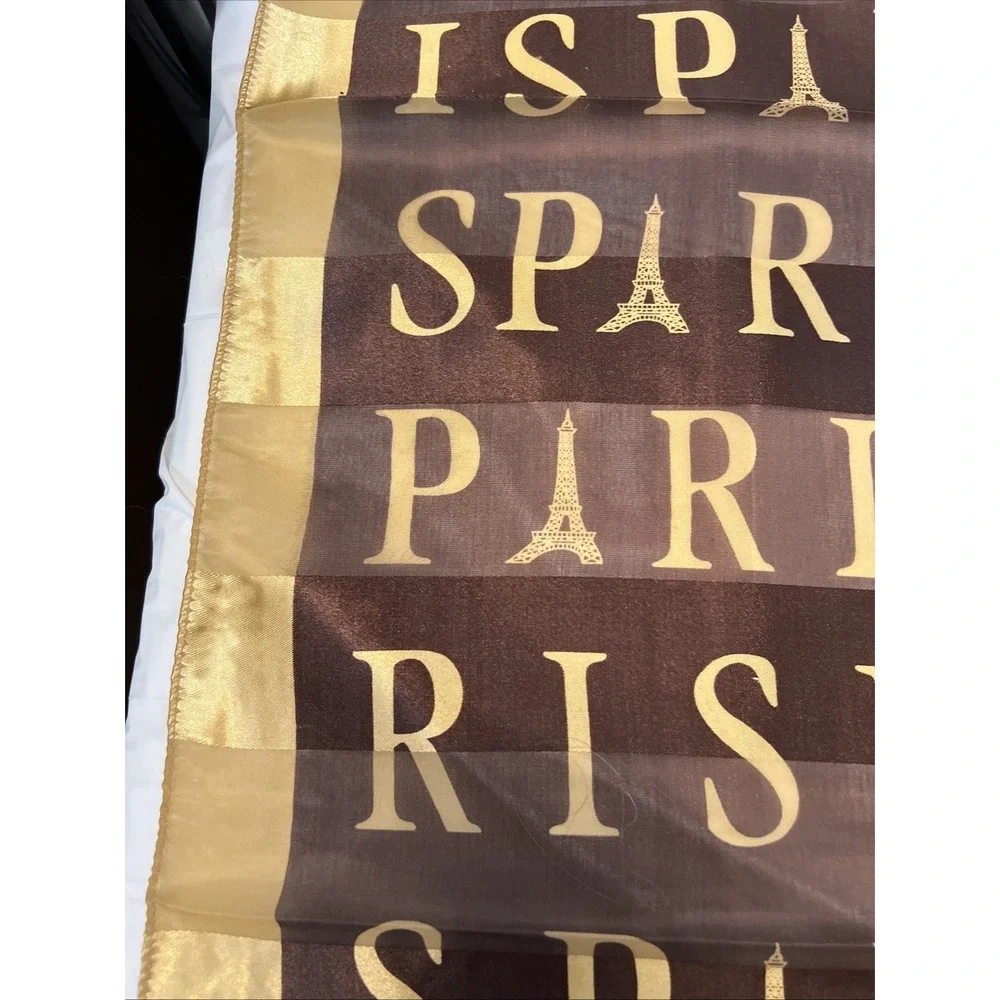 Paris Scarf NEW Brown gold 37 X 37 Eiffel Tower Lightweight‎ Elegant Timeless